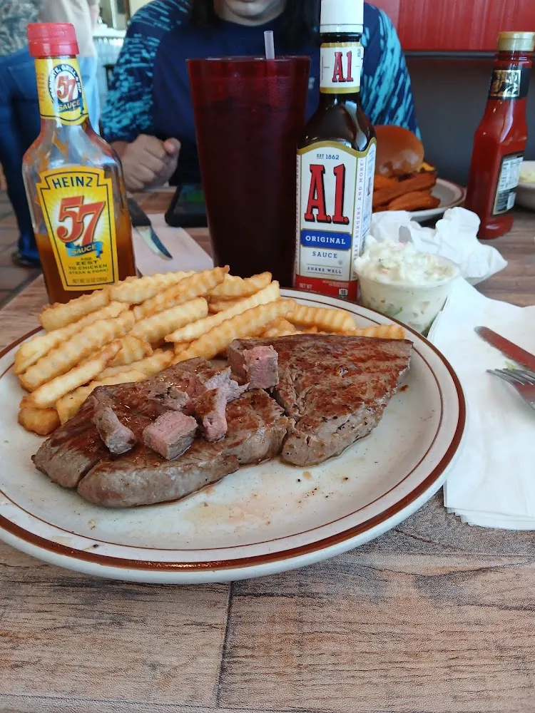 10 Oz Steak w Salad Coleslaw and French Fries